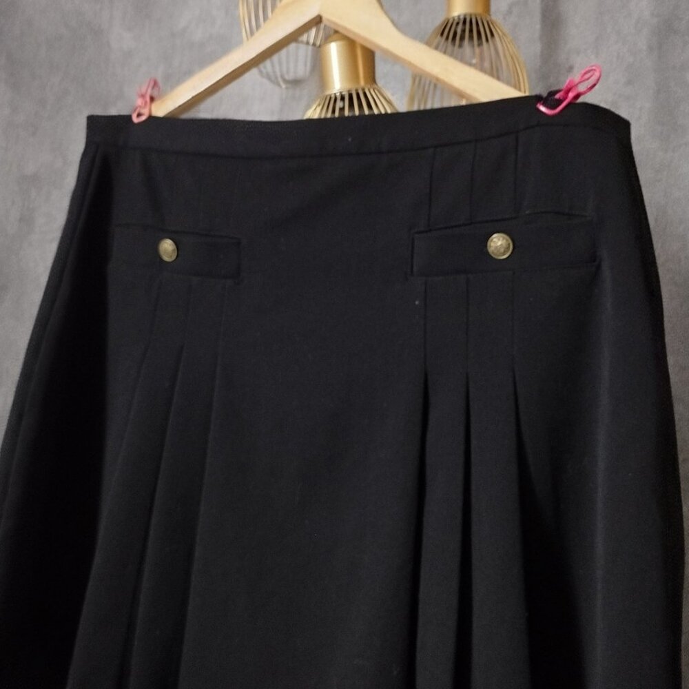 LOFT Black Pleated A-Line Skirt Size 14 Career Classic Stretch - Picture 5 of 6